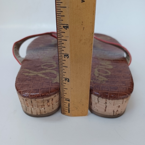 Sam Edelman Sandals Tanya Red Patent Leather Cork Wedge Womens 7.5 M - Picture 12 of 15